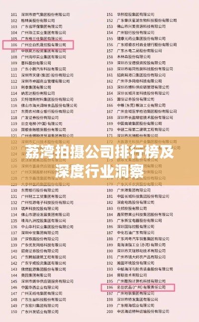 荔湾拍摄公司排行榜及深度行业洞察