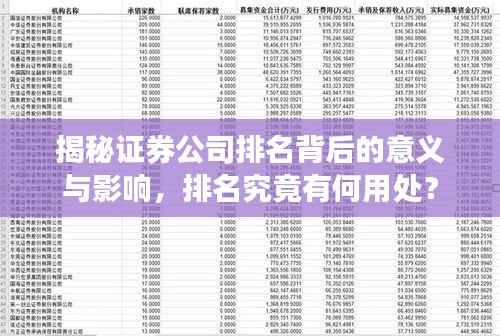 揭秘证券公司排名背后的意义与影响，排名究竟有何用处？