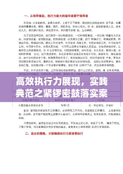 高效执行力展现,实践典范之紧锣密鼓落实案例