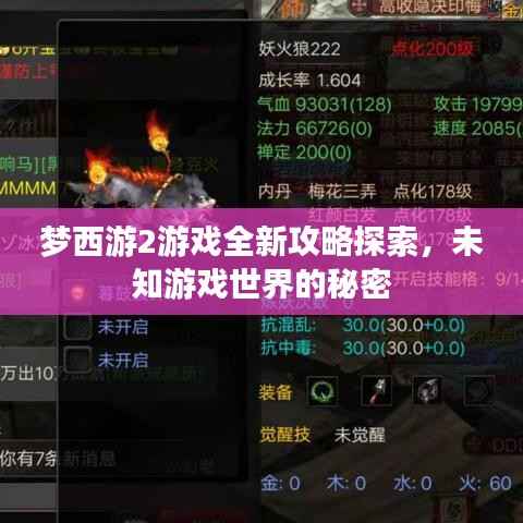 梦西游2游戏全新攻略探索,未知游戏世界的秘密