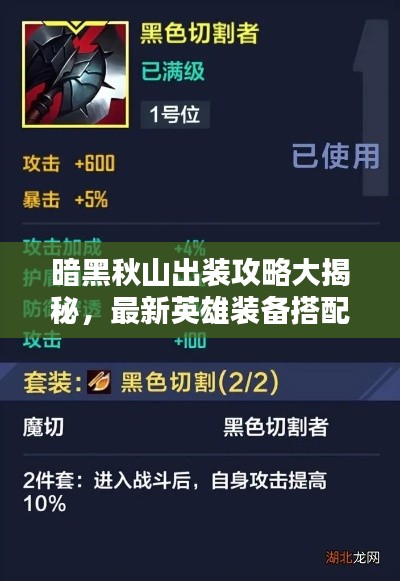 暗黑秋山出装攻略大揭秘，最新英雄装备搭配与技巧