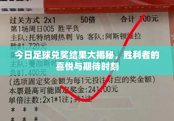 今日足球兑奖结果大揭秘，胜利者的喜悦与期待时刻