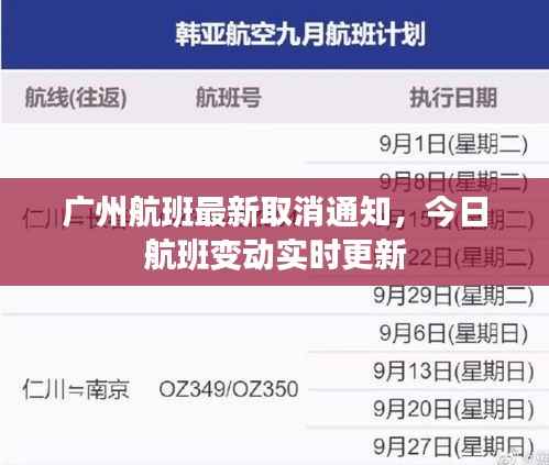 广州航班最新取消通知，今日航班变动实时更新