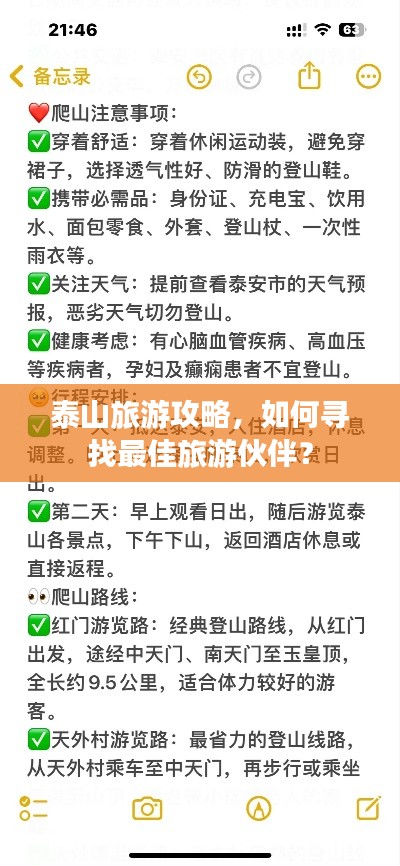 泰山旅游攻略，如何寻找最佳旅游伙伴？