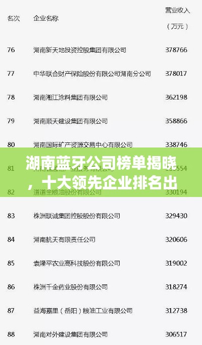 湖南蓝牙公司榜单揭晓,十大领先企业排名出炉!