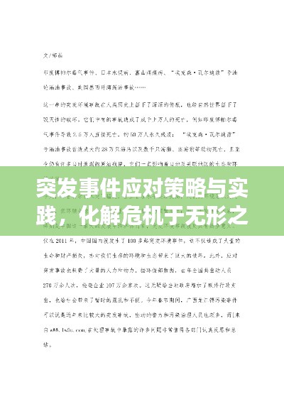 突发事件应对策略与实践，化解危机于无形之中