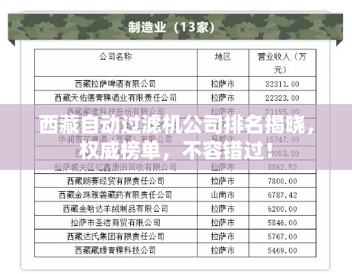 西藏自动过滤机公司排名揭晓,权威榜单,不容错过!