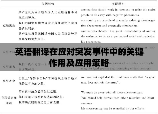 英语翻译在应对突发事件中的关键作用及应用策略