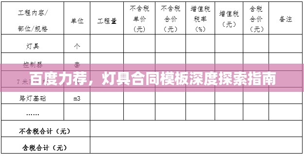 百度力荐,灯具合同模板深度探索指南
