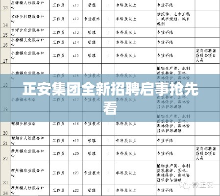正安集团全新招聘启事抢先看