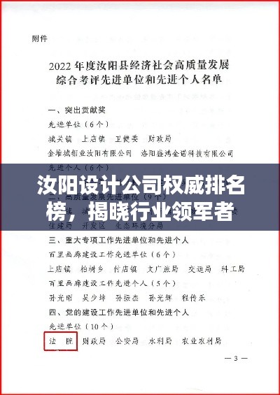 汝阳设计公司权威排名榜,揭晓行业领军者