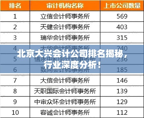 北京大兴会计公司排名揭秘，行业深度分析！