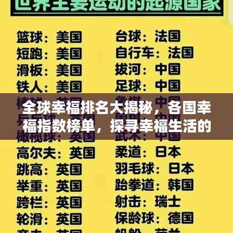 全球幸福排名大揭秘，各国幸福指数榜单，探寻幸福生活的秘密