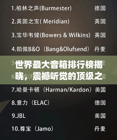 世界最大音箱排行榜揭晓，震撼听觉的顶级之选